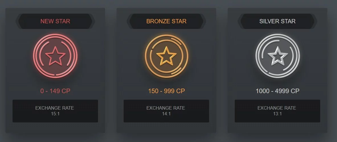Golden Star Casino rewards page screenshot