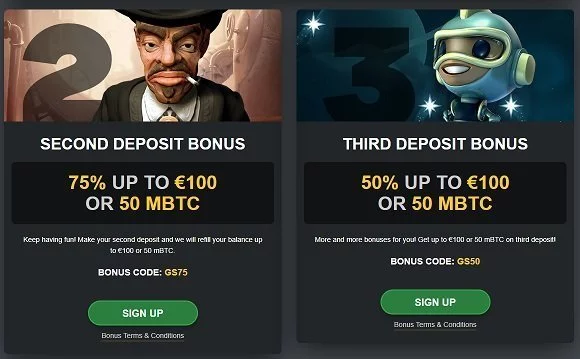 Golden Star second and third deposit bonus screenshot
