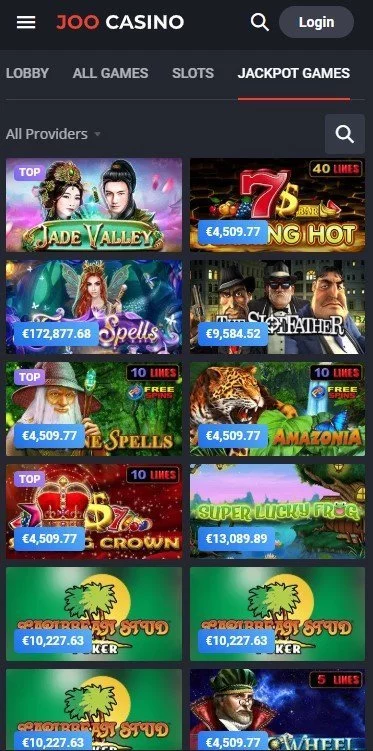 Joo Casino Jackpot Screenshot
