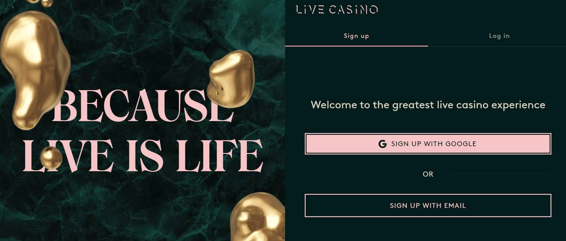 Live Casino sign up-min