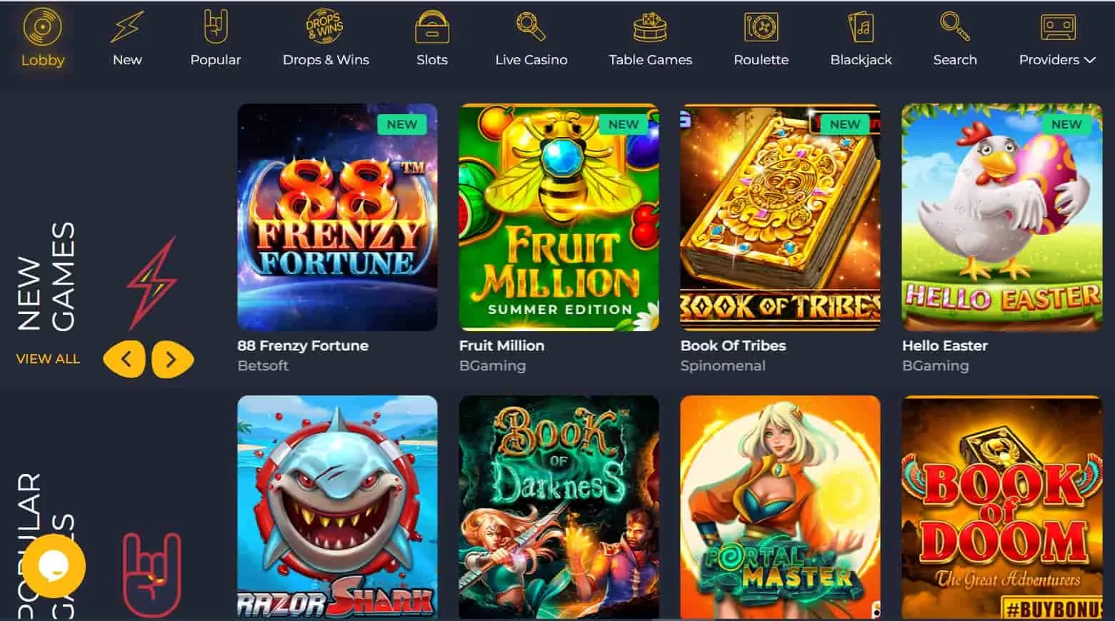 rolling slots casino popular games